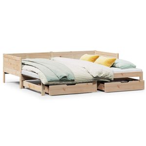 vidaXL Pat de zi cu extensie și sertare fără saltea, 90x190 cm