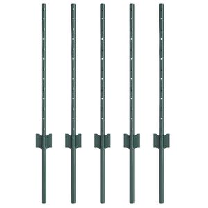 vidaXL St&acirc;lp de gard. 5 pcs Verde 100 cm Oțel