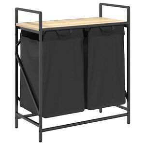 vidaXL Coș de rufe 2 compartimente cu raft stejar sonoma