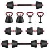 vidaXL Set Dumbbell Barbell Kettlebell 4 &icirc;n 1 30 kg Negru și roșu