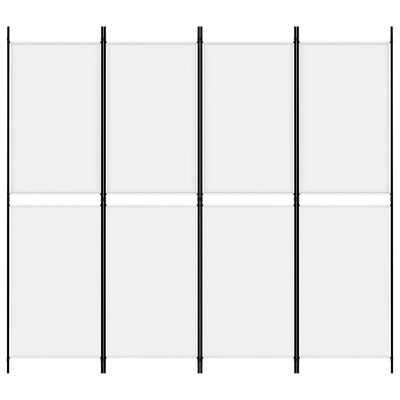 vidaXL Paravan de cameră cu 4 panouri, alb, 200x180 cm, textil