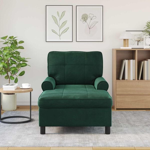 vidaXL șezlong de relaxare Verde &icirc;nchis 91 x 157 x 91 cm Catifea