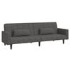 vidaXL Canapea extensibilă cu 2 locuri, 2 perne, gri &icirc;nchis, textil