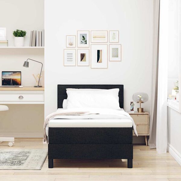 vidaXL Pat cu arcuri cu headboard Manual Negru 80 x 200 cm țesătură