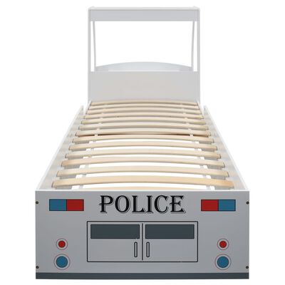 vidaXL Pat copii mașină poliție cu saltea, 7 Zone H2 H3, 90x200 cm