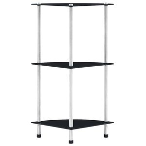 vidaXL Raft cu 3 niveluri, negru, 30 x 30 x 67 cm, sticlă securizată