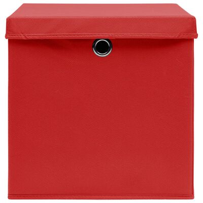 vidaXL Cutii depozitare cu capac, 4 buc., roșu, 28x28x28 cm