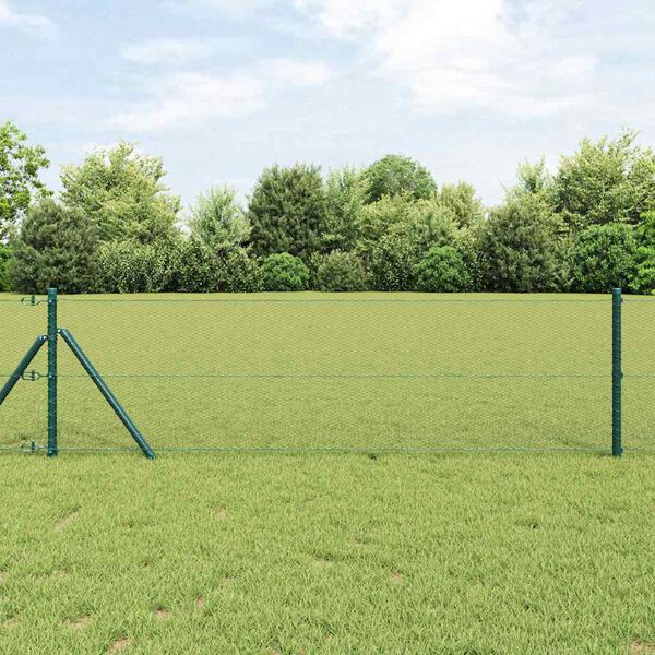 vidaXL St&acirc;lp de gard. Verde 50 x 0,6 m (plasă de 13 mm) Oțel și PVC