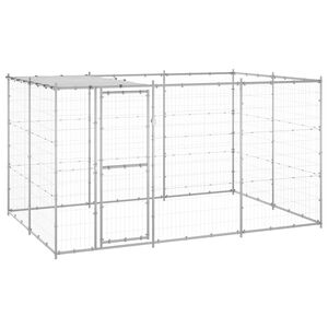 vidaXL Padoc c&acirc;ini de exterior cu acoperiș, 7,26 m&sup2;, oțel galvanizat