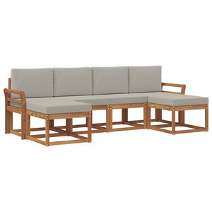 vidaXL Set de canapele de exterior 6 pcs Gri natural și deschis