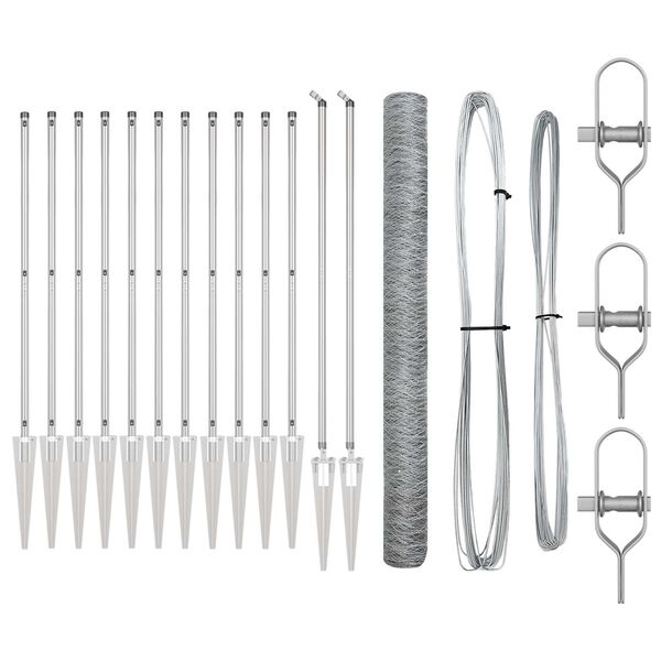 vidaXL St&acirc;lp de gard. Argintiu 25 x 1,6 m (plasă de 50 mm) Oțel