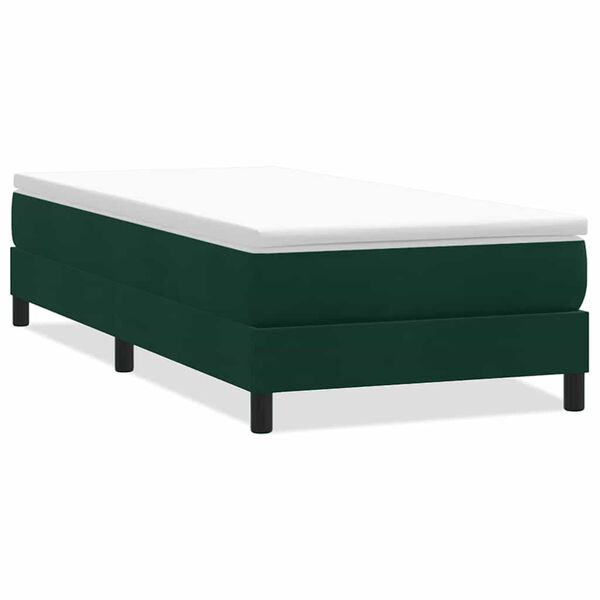 vidaXL Pat cu arcuri fără saltea verde &icirc;nchis 90x220 cm catifea