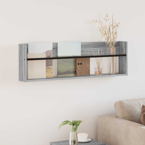 vidaXL Raft pentru reviste Gri Sonoma 100 x 12 x 30 cm Lemn compozit