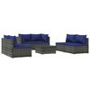 vidaXL Set mobilier de grădină cu perne, 7 piese, gri, poliratan