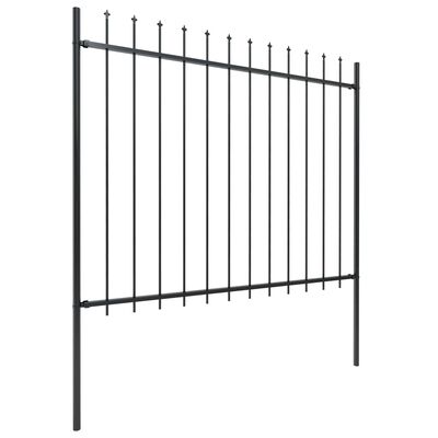 vidaXL Gard de grădină cu vârf suliță, negru, 5,1 m, oțel