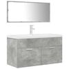 vidaXL Set mobilier de baie, 3 piese, gri beton, lemn compozit
