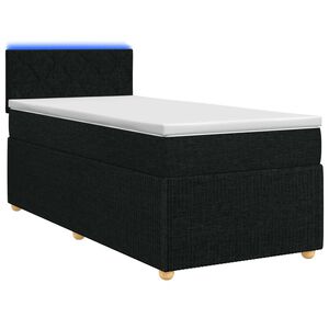 vidaXL Pat boxspring cu saltea cu benzi LED Negru 80 x 200 cm Țesătură
