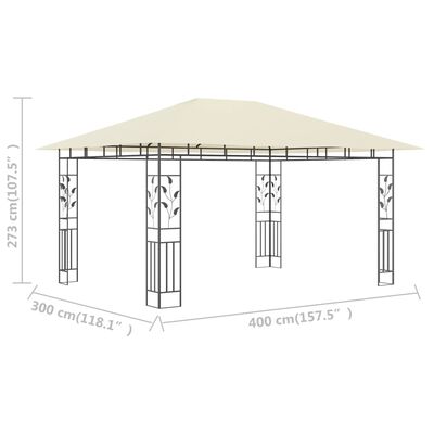 vidaXL Pavilion cu plasă anti-țânțari, crem, 4x3x2,73 m, 180 g/m²