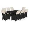 vidaXL Set mobilier de grădină cu perne, 9 piese, negru, poliratan