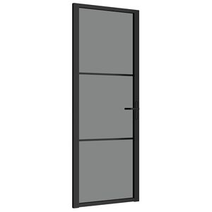 vidaXL Ușă de interior, 76x201,5 cm, negru, sticlă ESG și aluminiu