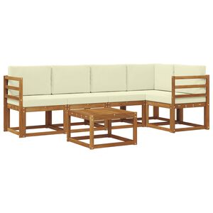 vidaXL Set de canapele de exterior cu pernă 6 pcs Natural și Crem