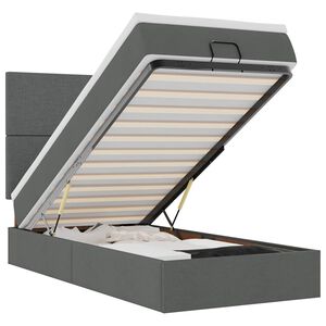 vidaXL Pat otoman cu saltea țesătură gri &icirc;nchis 90x200 cm