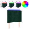 vidaXL Tăblie de pat cu LED, verde &icirc;nchis, 103x16x118/128 cm, catifea