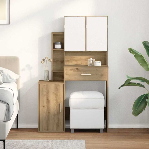 vidaXL Masă de Machiaj Stejar Artizanal 80 x 35 x 132 cm Lemn compozit