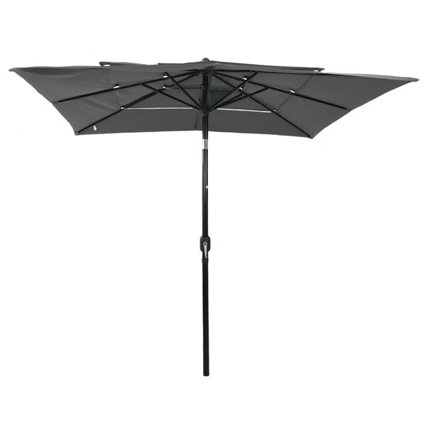 vidaXL Umbrelă de soare 3 niveluri, st&acirc;lp aluminiu, antracit 2,5x2,5 m