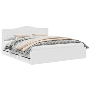 vidaXL Cadru de pat cu sertar Alb 180 x 200 cm Lemn Ingineresc