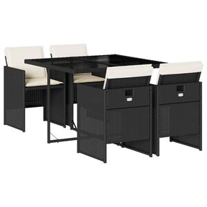 vidaXL Set mobilier de grădină cu perne, 5 piese, negru, poliratan