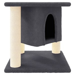 vidaXL Ansamblu pisici cu st&acirc;lpi din funie sisal, gri &icirc;nchis, 37 cm