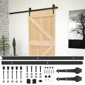 vidaXL Ușă glisantă Natural și Negru 80 x 210 cm Lemn masiv de pin
