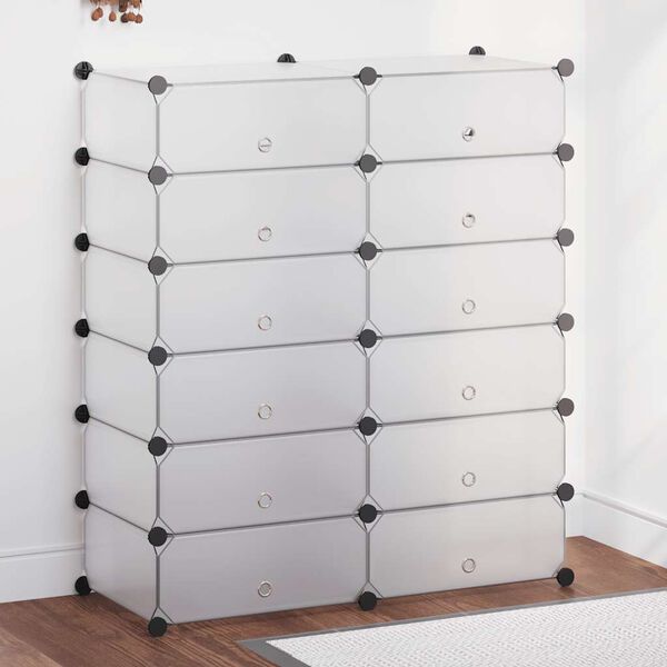 vidaXL Organizator de pantofi interconectat, 12 compartimente, Alb