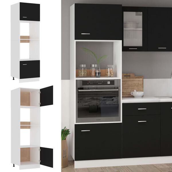vidaXL Dulap cuptor microunde “Lyon”, negru, 60x57x207 cm