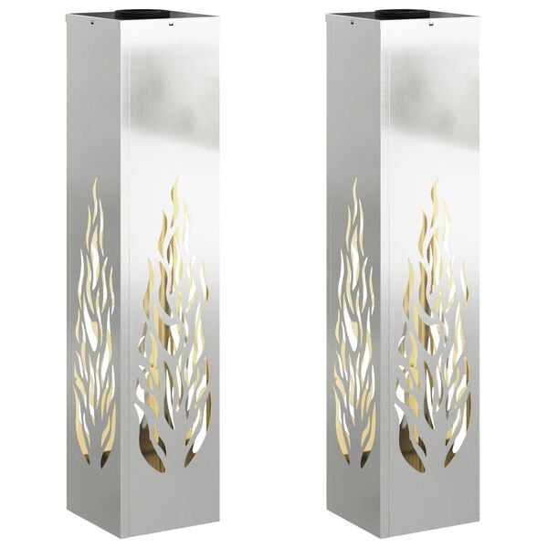 vidaXL Lumină LED Solară pentru Alei 2 pcs Argintiu Oțel galvanizat