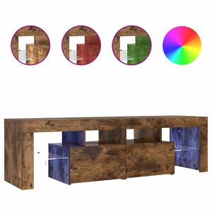 vidaXL Comodă TV cu lumini LED, stejar fumuriu 140x36,5x40 cm