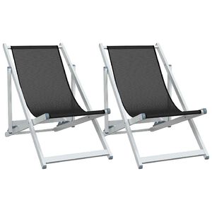 vidaXL Scaune pliante 2 buc. Aluminiu negru și textilenă