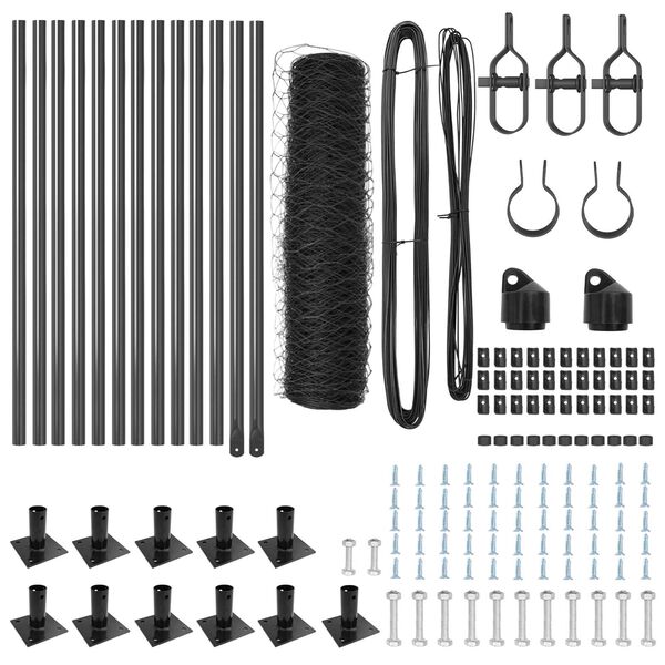 vidaXL St&acirc;lp de gard. Gri 25 x 0,4 m (plasă de 36 mm) Oțel și PVC