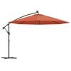 vidaXL Umbrelă &icirc;n consolă de grădină cu LED-uri, cărămiziu, 350 cm