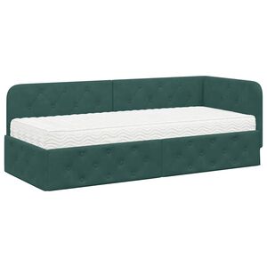 vidaXL Cadru de pat colțar Verde &icirc;nchis 80 x 200 cm Catifea