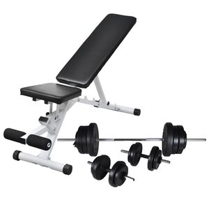 vidaXL Bancă de antrenament cu set de haltere și gantere, 60,5 kg