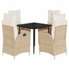 vidaXL Set mobilier de grădină cu perne, 5 piese, bej, poliratan