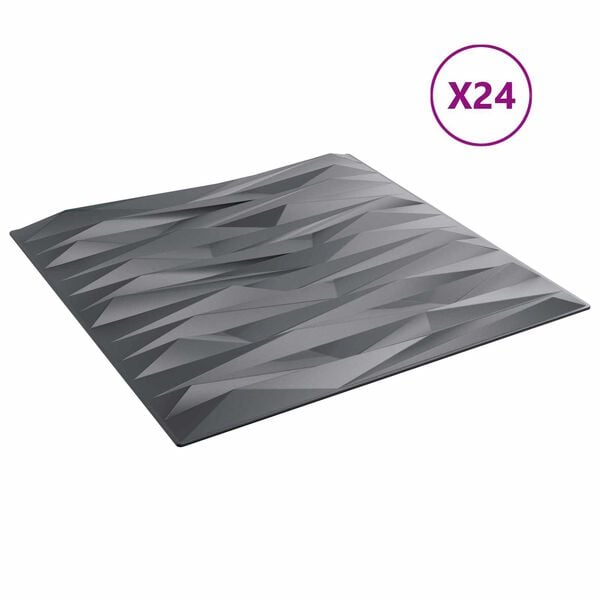 vidaXL Panouri de perete 24 pcs Gri piatră 50 x 50 cm Spumă XPS