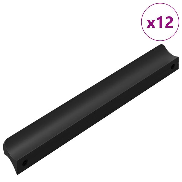 vidaXL M&acirc;nere 12 pcs Negru 106 x 7,4 x 15,5 mm Aluminiu