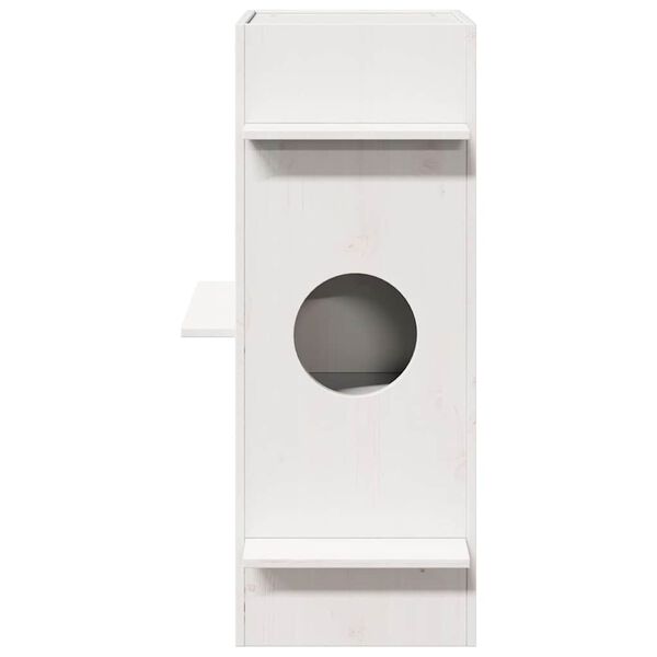 vidaXL Casă pentru pisici albă 43x43x90 cm din lemn masiv de pin