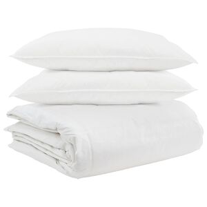 vidaXL Set de Pături cu pernă 3 pcs Alb Pene de rață