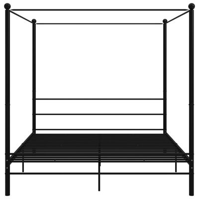 vidaXL Cadru de pat cu baldachin, negru, 200x200 cm, metal
