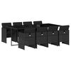 vidaXL Set mobilier de grădină cu perne, 9 piese, negru, poliratan