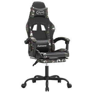vidaXL Scaun de gaming cu suport picioare, negru/camuflaj, piele eco